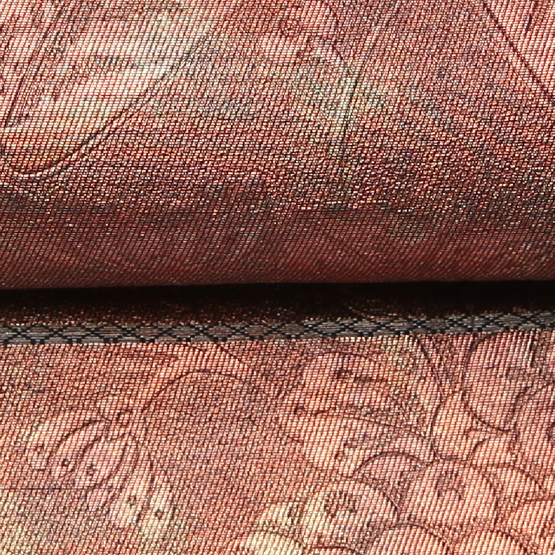 袋帯 帯丈430cm 正絹 六通 セミフォーマル 花柄 茶系 金系 1243-01215