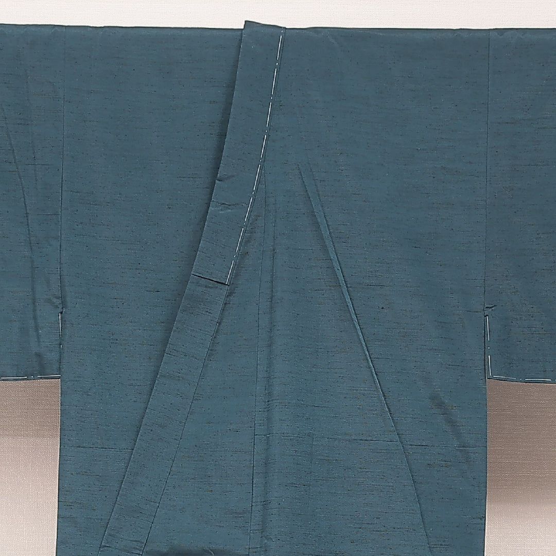 男着物 袷 身丈154cm 裄丈73cm 正絹 Sランク カジュアル 棒衿 XLサイズ 無地 青系 M4 1224-16921