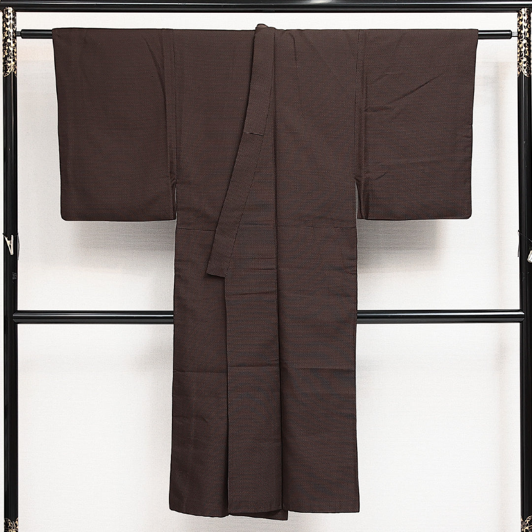 男着物 袷 身丈131cm 裄丈62cm 正絹 Sランク カジュアル 棒衿 XSサイズ 茶系 RP 1224-13998