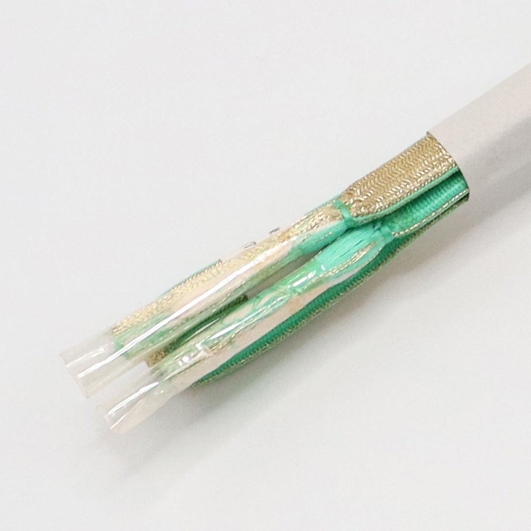 未使用品 帯締め 正絹 Sランク 平組紐 緑系 金系 1236-01150