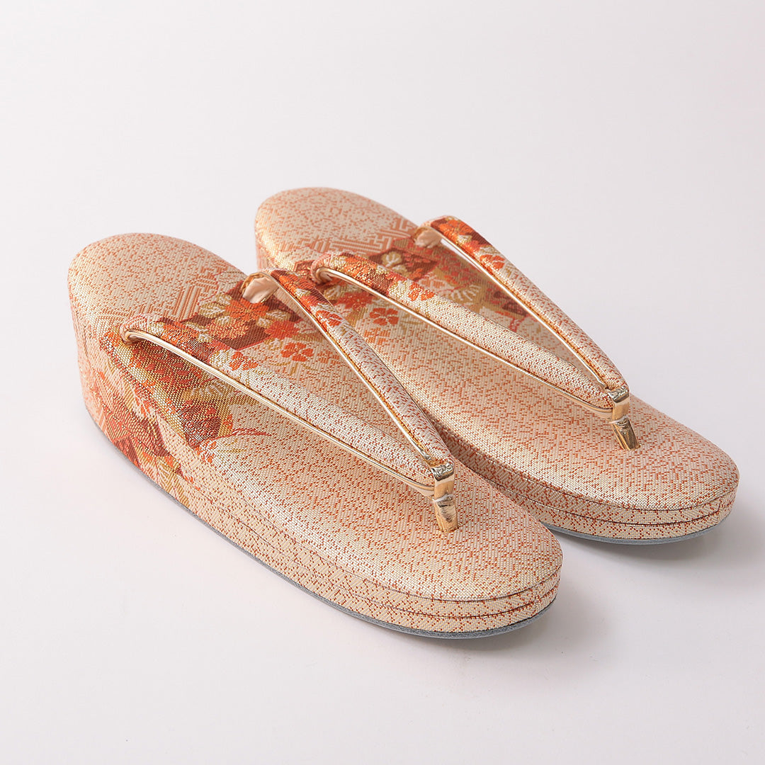 未使用品 草履・バッグセット Sランク 礼装用 FREE 佐賀錦 吉祥文様 正絹 共箱 和装小物 朱系 1241-00984