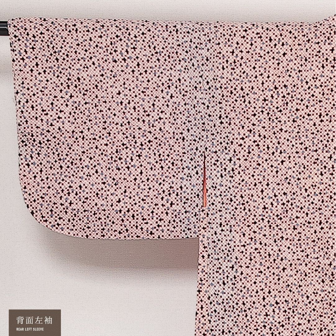 洗える着物 羽織 袷 身丈75cm 裄丈60cm ポリエステル Aランク カジュアル Sサイズ 紐あり 幾何学柄 白系 HP 1232-13781