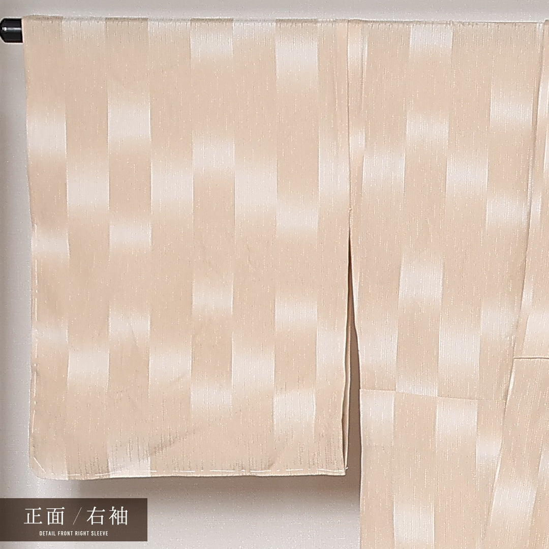 夏物 小紋 夏物 身丈166cm 裄丈68cm 正絹 Aランク インフォーマル 広衿 XLサイズ 市松 ベージュ系 M4 1221-12625