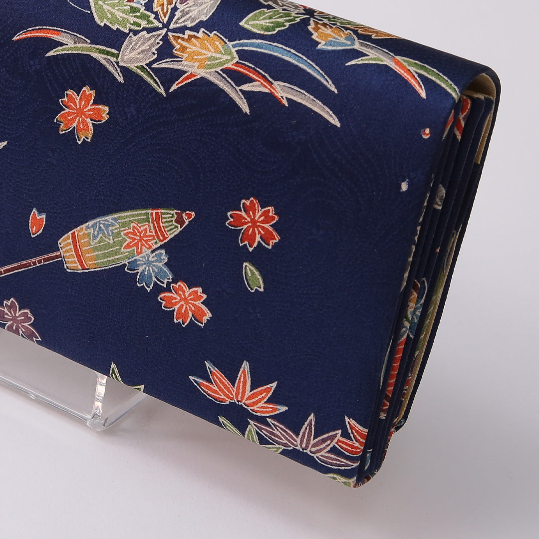 未使用品 草履・バッグセット Aランク カジュアル 杜若 楼閣 正絹 和装小物 紺系 1241-00985