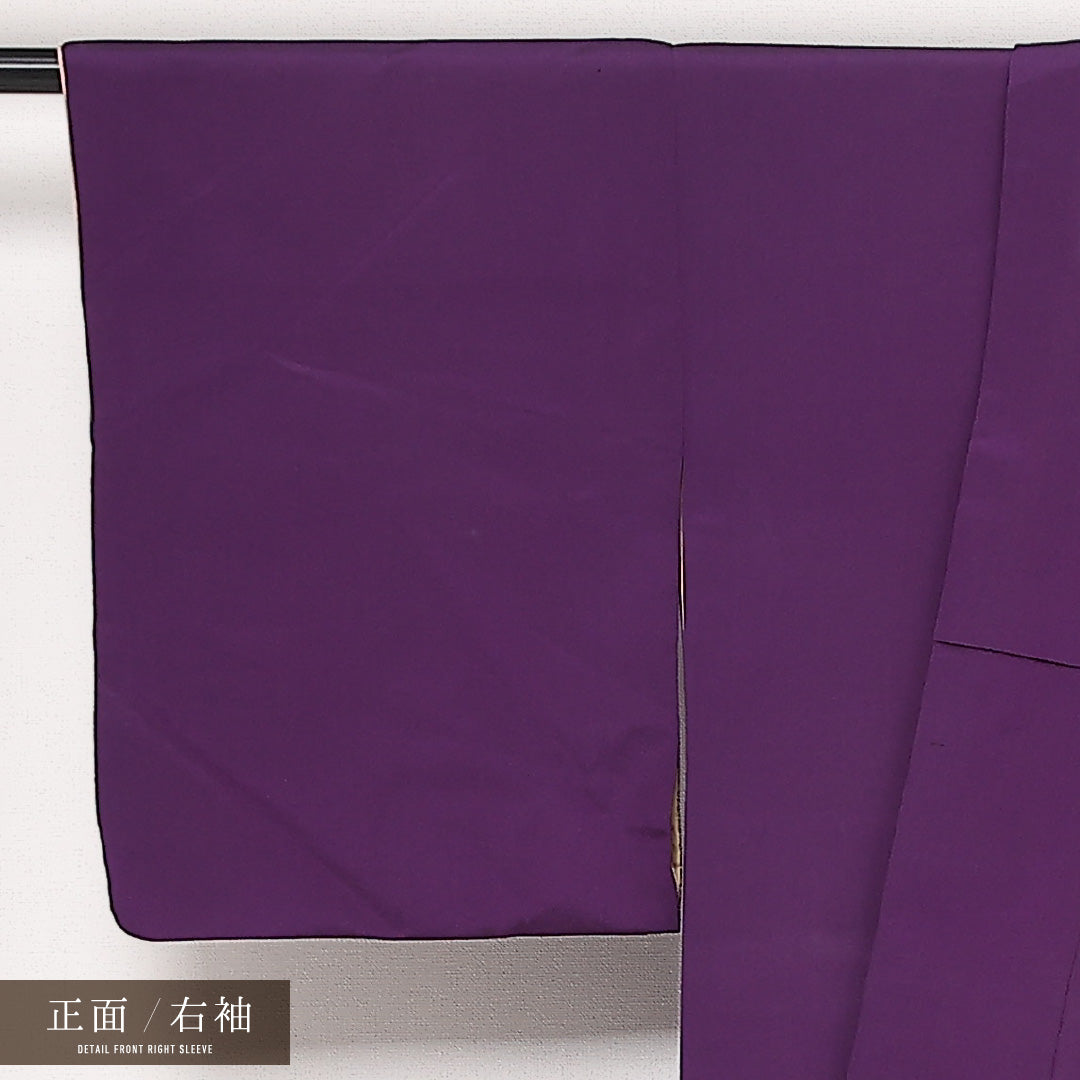アンティーク 付下げ 袷 身丈148cm 裄丈61cm 正絹 Aランク 広衿 XSサイズ 花文 紫系 RP 1218-13577
