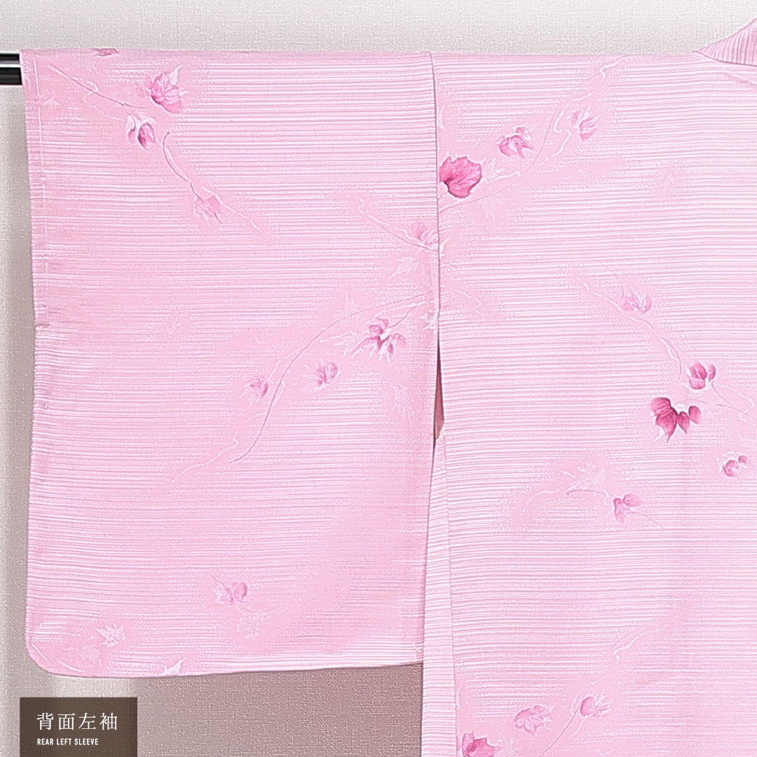 未使用品 洗える着物 羽織 袷 身丈79cm 裄丈63cm ポリエステル Nランク カジュアル Sサイズ 植物柄 ピンク系 RP 1232-14712