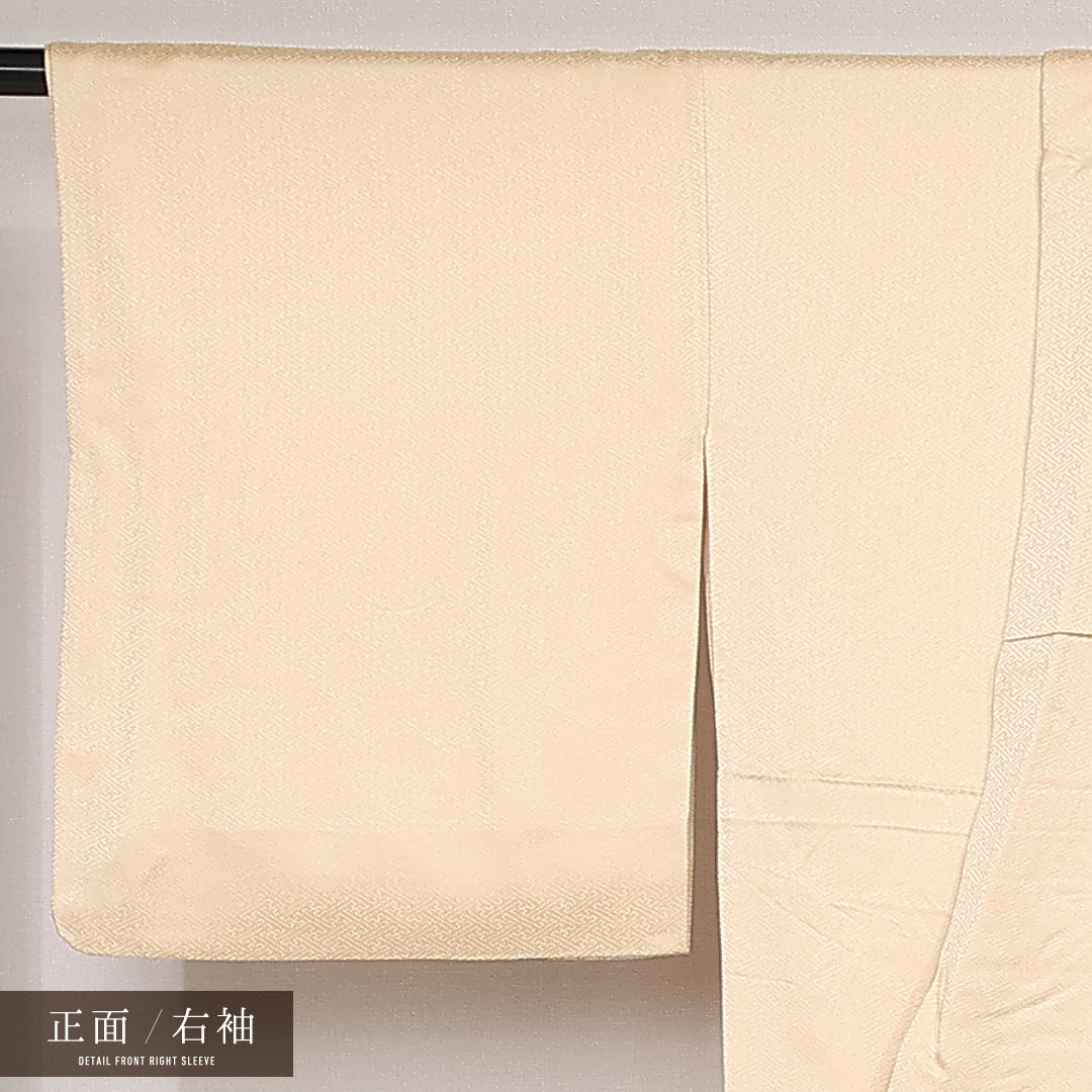 訪問着 袷 身丈169cm 裄丈63cm Sランク 正絹 XLサイズ セミフォーマル 蘇州刺繍 汕頭刺繍 吉祥文様 花柄 クリーム系 金系 上品 華やか 1212-13208