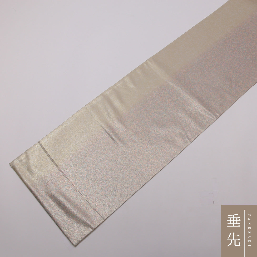 袋帯 帯丈436cm 正絹 六通 インフォーマル 抽象柄 クリーム系 銀系 1243-01428