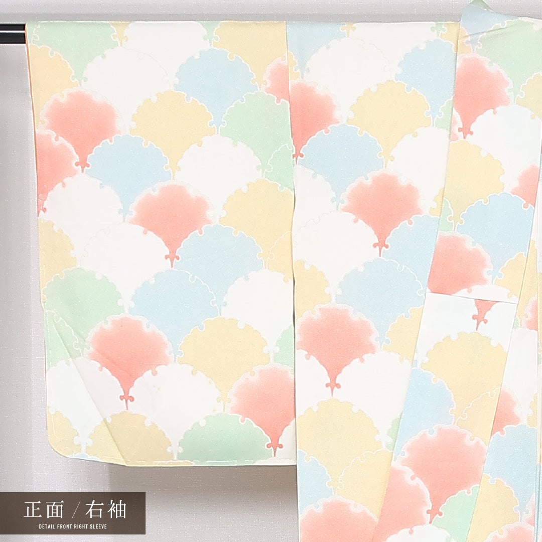 小紋 袷 身丈162cm 裄丈63cm 正絹 Bランク インフォーマル 広衿 Lサイズ 雪輪 多色系 HP 1221-11962