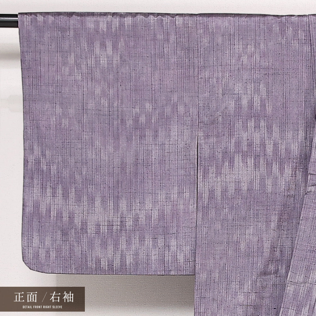 飯田紬 袷 身丈150cm 裄丈62cm 正絹 Cランク インフォーマル バチ衿 Sサイズ 創作柄 紫系 LP 1223-13384