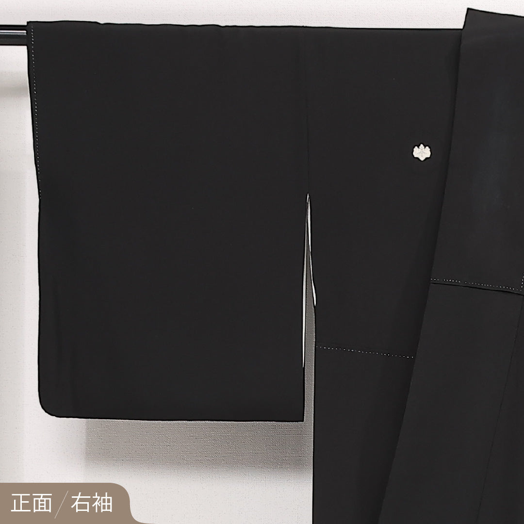 黒留袖 五つ紋 五三桐 身丈163cm 裄丈66.5cm Sランク 正絹 袷 比翼 広衿 L 京友禅 人物 京洛百景 吉祥文様 フォーマル 古典的 存在感 黒系 1211-F0572