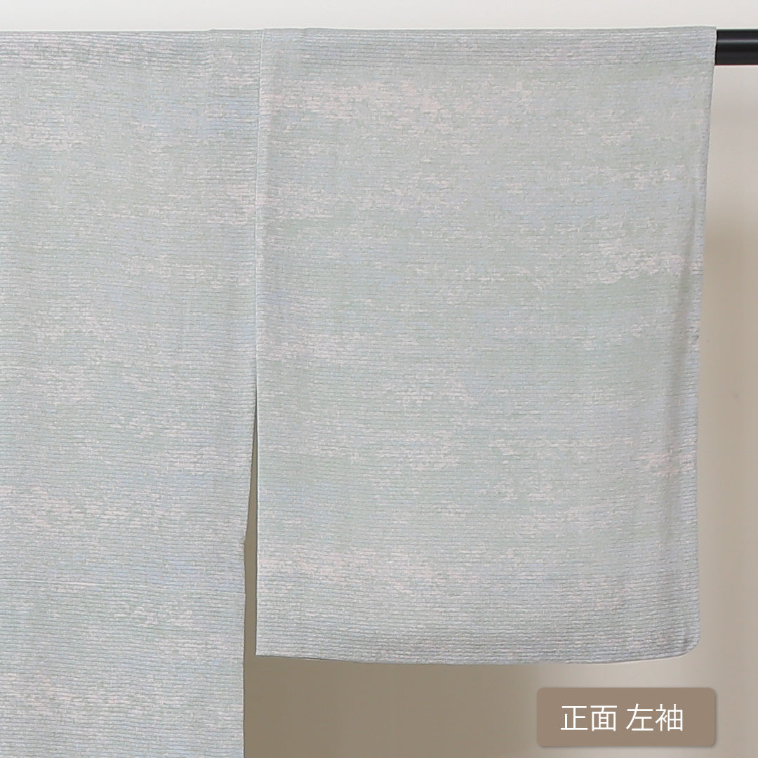夏物 小紋 絽 身丈149cm 裄丈60cm 正絹 Sランク インフォーマル 広衿 XSサイズ 抽象柄 グレー系 RP 1221-01287