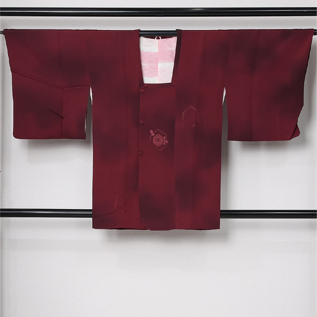 道行コート 袷 身丈85cm 裄丈65cm 正絹 Sランク セミフォーマル Mサイズ ぼかし染 刺繍 ポケットあり 菊 紫系 RP 1237-12885