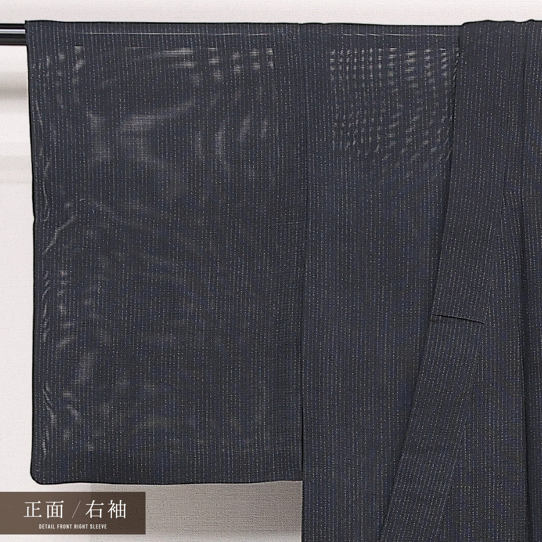 夏物 小紋 絽 身丈153cm 裄丈61cm 正絹 Aランク インフォーマル バチ衿 Sサイズ 無地 グレー系 RP 1221-13342