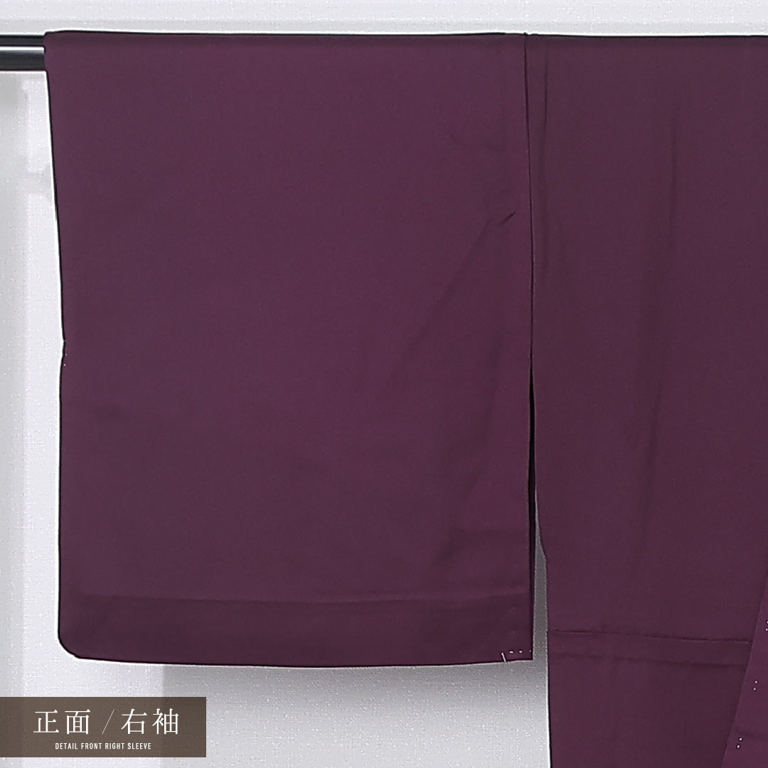 訪問着 身丈164cm 裄丈66cm Sランク L 正絹 単衣 広衿 エレガント 居敷当て 扇 ぼかし 薔薇 セミフォーマル 紫系 1212-12287