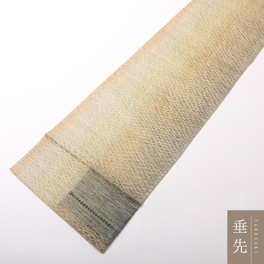 夏物 袋帯 帯丈444cm 正絹 ポイント柄 インフォーマル すくい織 創作柄 ベージュ系 1243-01703