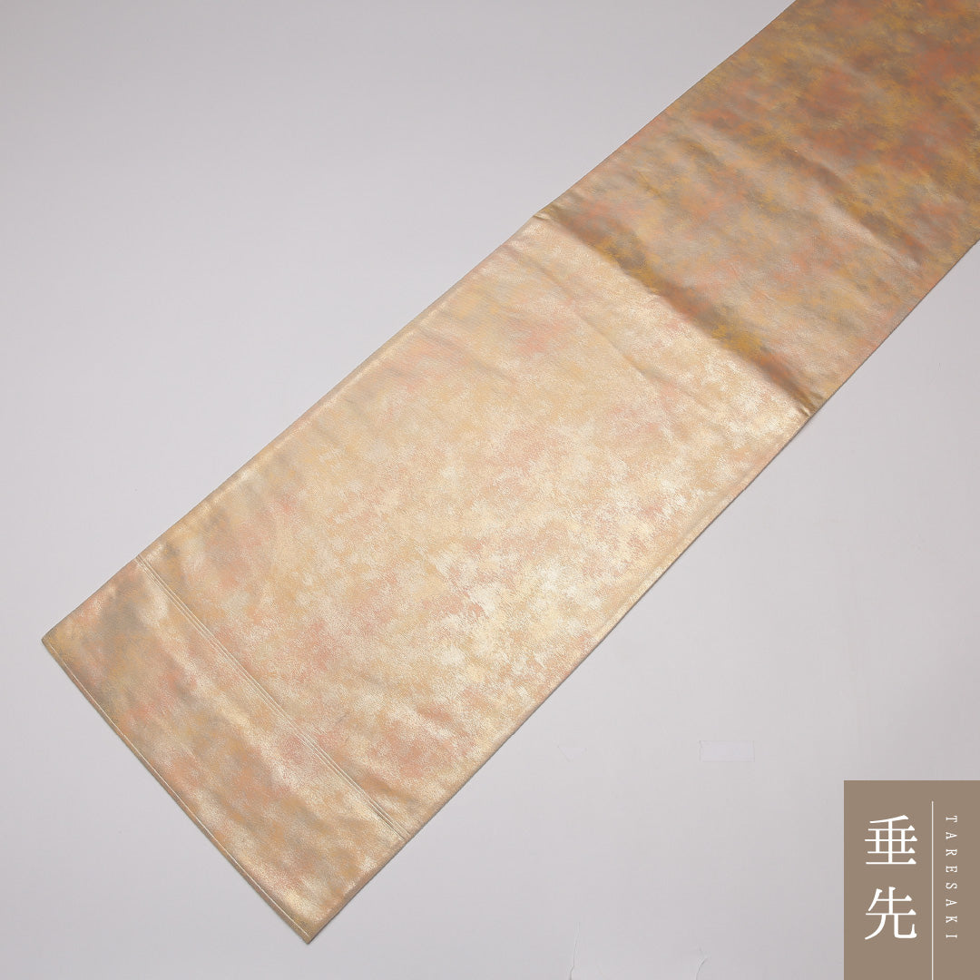 袋帯 帯丈440cm 正絹 六通 セミフォーマル 抽象柄 しつけ糸 金系 クリーム系 1243-01328