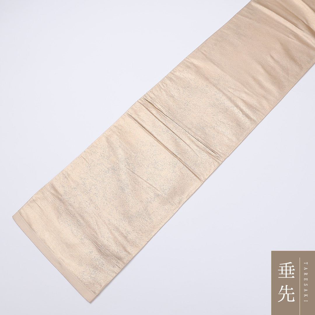 袋帯 帯丈412cm ポイント柄 引箔 雪輪 組紐 セミフォーマル クリーム系 正絹 Aランク 1223-00969