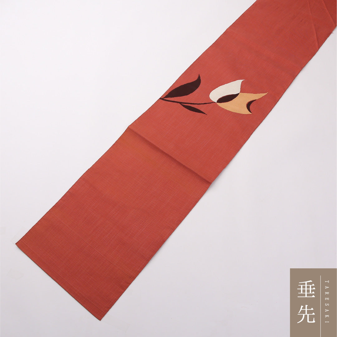 八寸名古屋帯 Cランク 帯丈364cm 正絹 ポイント柄 松葉仕立て 織り カジュアル 紬 花柄 ピンク系 HP 1245-02383