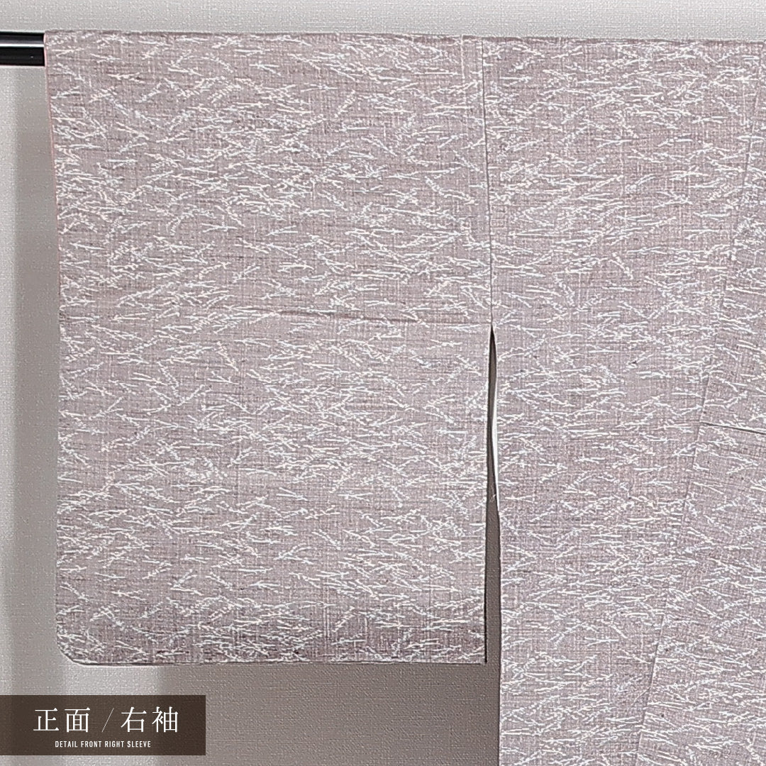 紬 袷 身丈156cm 裄丈63cm 正絹 Bランク Mサイズ 広衿 カジュアル 松葉 紫系 1216-14998