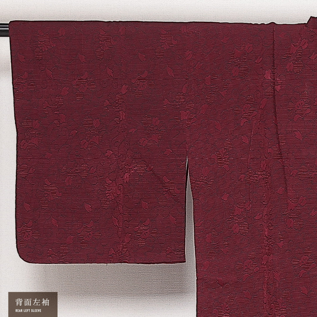 洗える着物 道行コート 袷 身丈84cm 裄丈63cm ポリエステル Sランク セミフォーマル Sサイズ 花柄 赤系 RP 1237-13919
