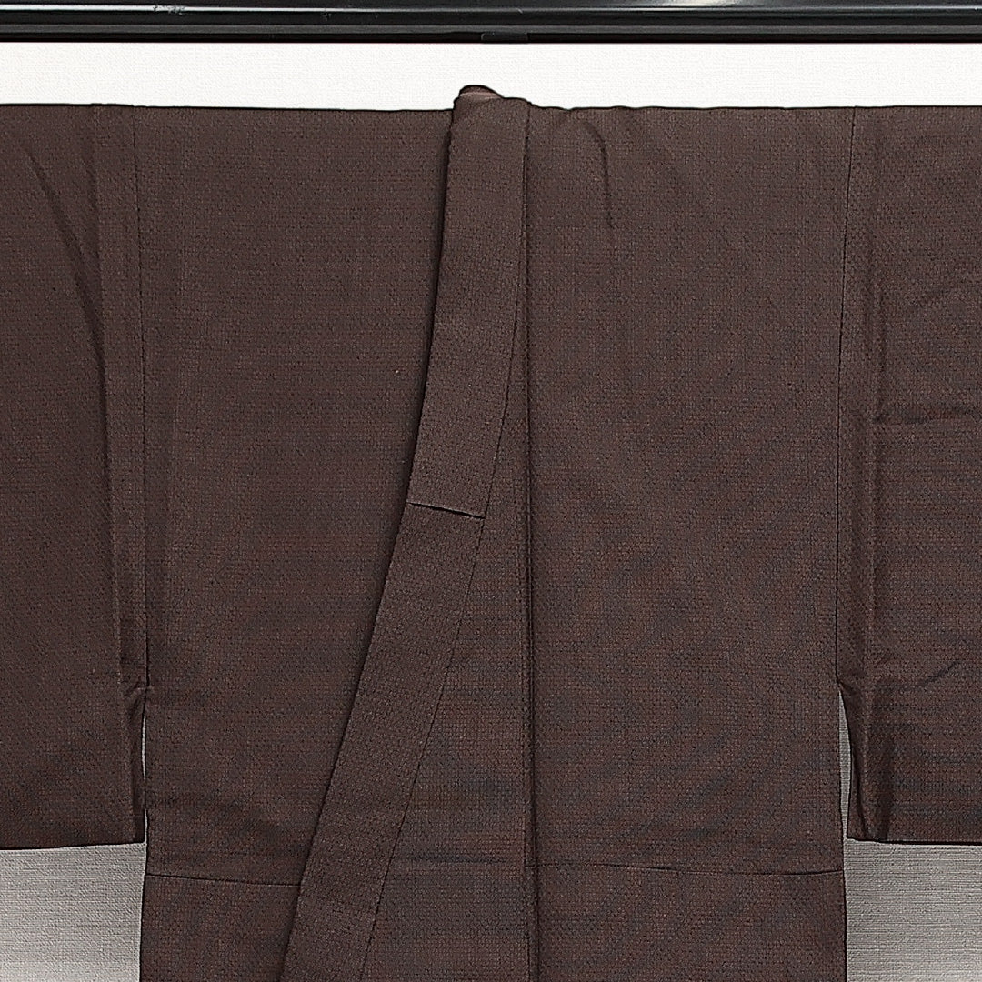 男着物 袷 身丈131cm 裄丈62cm 正絹 Sランク カジュアル 棒衿 XSサイズ 茶系 RP 1224-13998