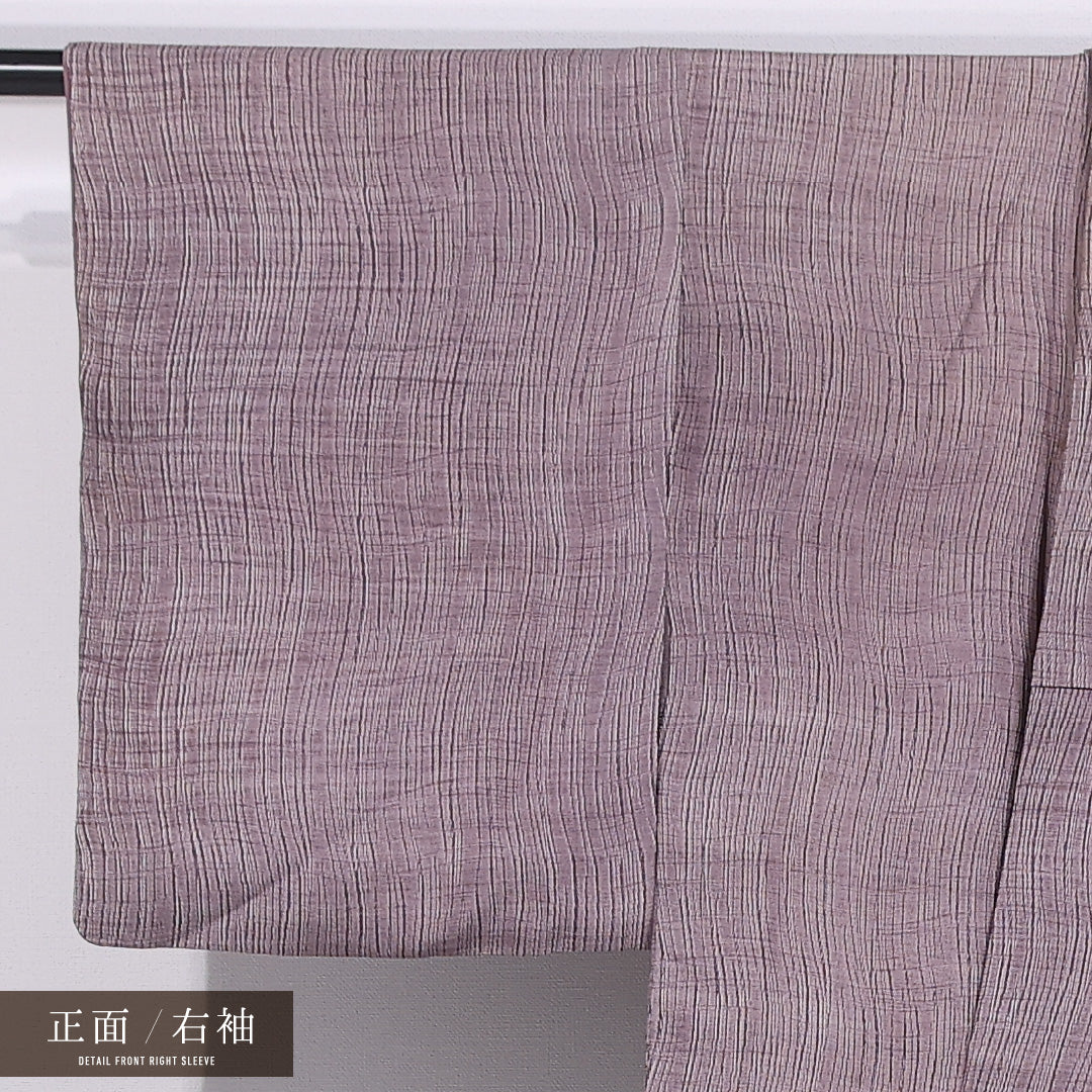 小紋 袷 身丈163cm 裄丈62cm 正絹 Cランク インフォーマル バチ衿 Lサイズ 創作柄 紫系 HP 1221-11849