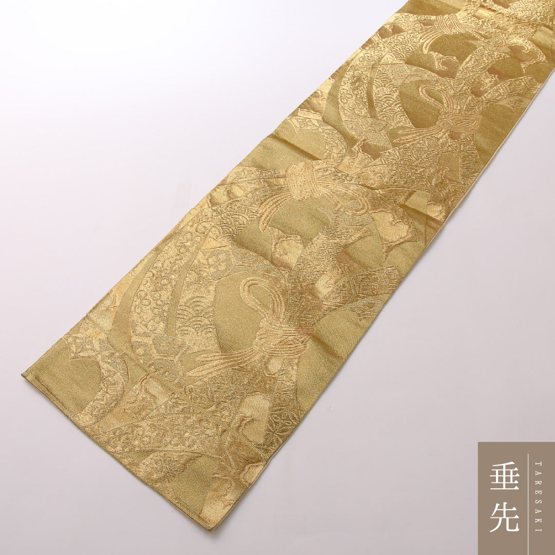 袋帯 帯丈410cm 正絹 六通 フォーマル 唐織 熨斗 金系 1243-01648
