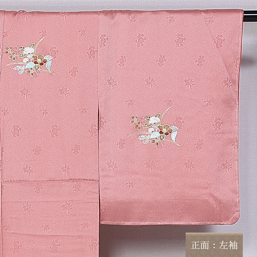 訪問着 身丈164cm 裄丈62.5cm 正絹 Sランク 袷 広衿 蝶 橘 菊 紋意匠 金彩 1212-10364