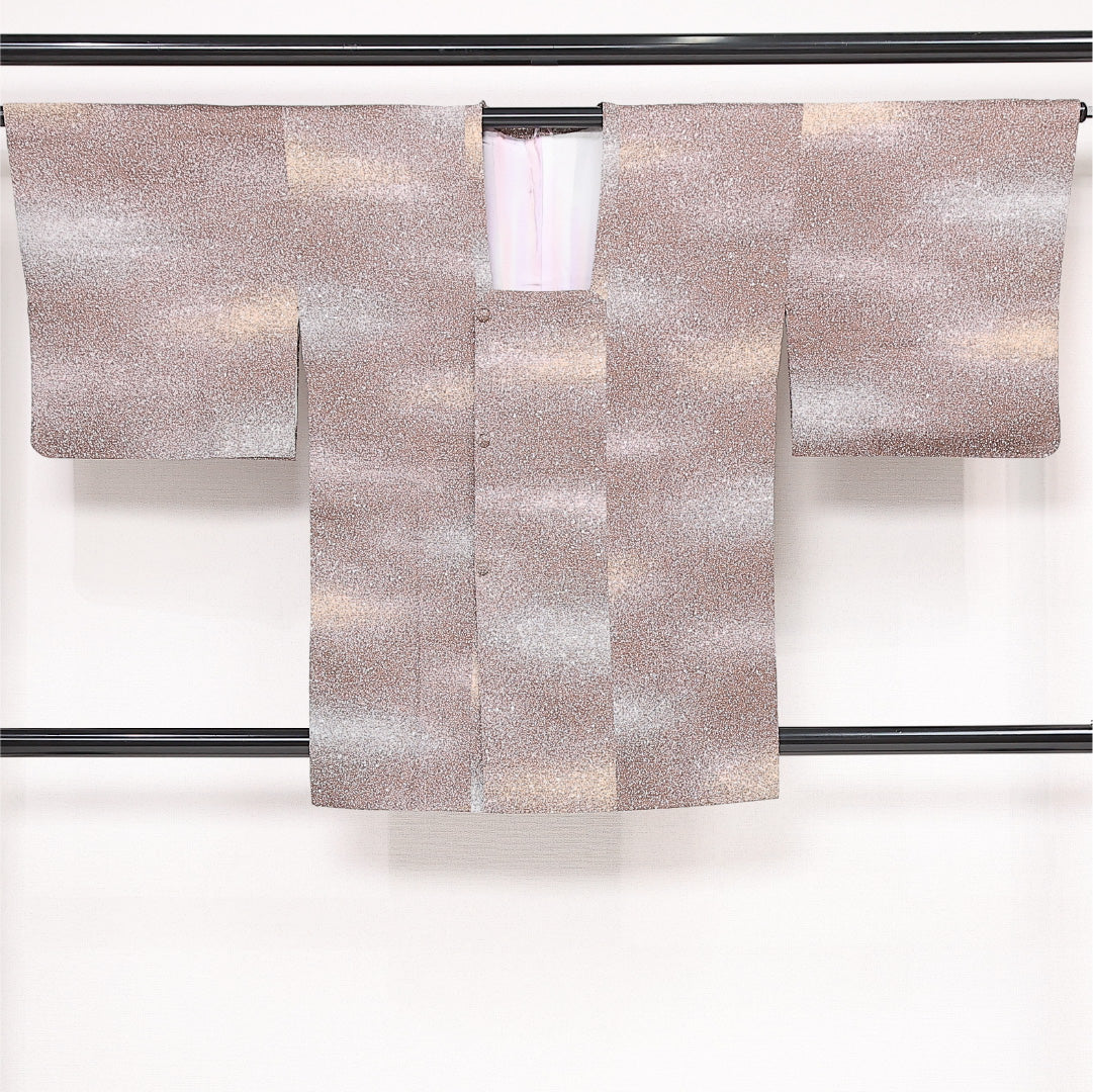 洗える着物 道行コート 袷 身丈86cm 裄丈66cm ポリエステル Sランク カジュアル Mサイズ ポケットあり 茶系 RP 1237-13426