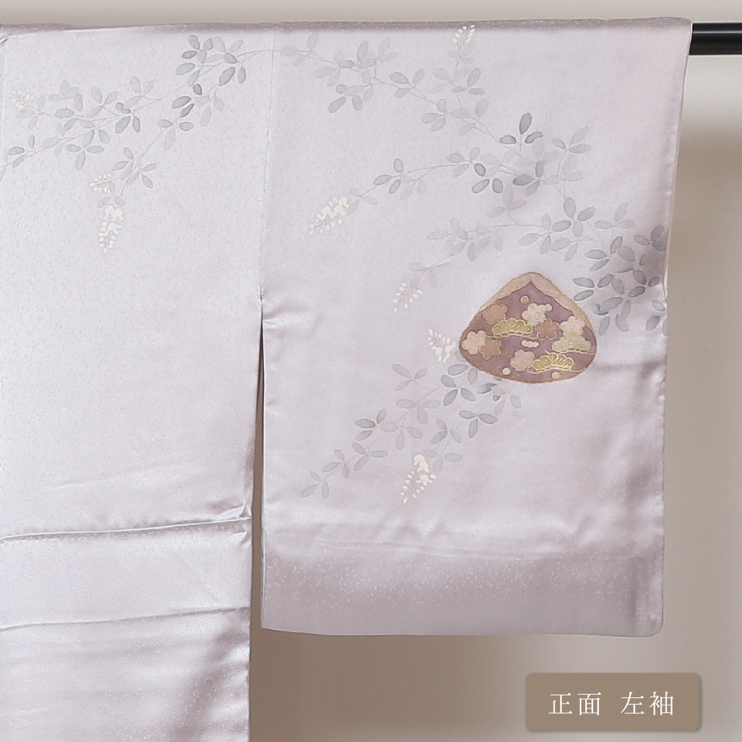 訪問着 袷 身丈161cm 裄丈63cm 正絹 Aランク 一つ紋 (丸に井桁) セミフォーマル 広衿 Lサイズ 金彩 貝合わせ ピンク系 RP 1217-04329