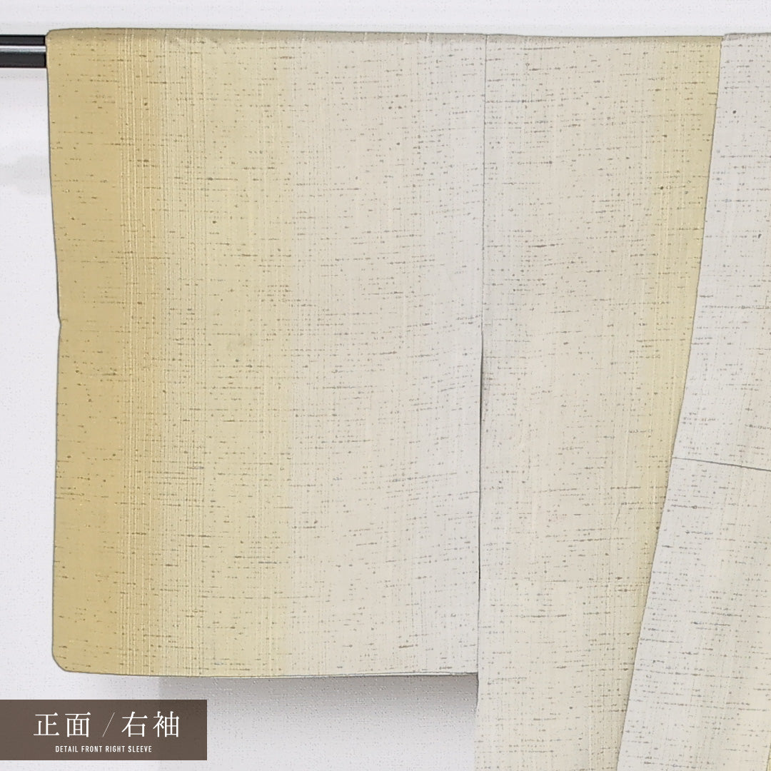信州紬 胴抜き 身丈155cm 裄丈63cm 正絹 Bランク カジュアル 広衿 Mサイズ 黄系 HP 1223-12189