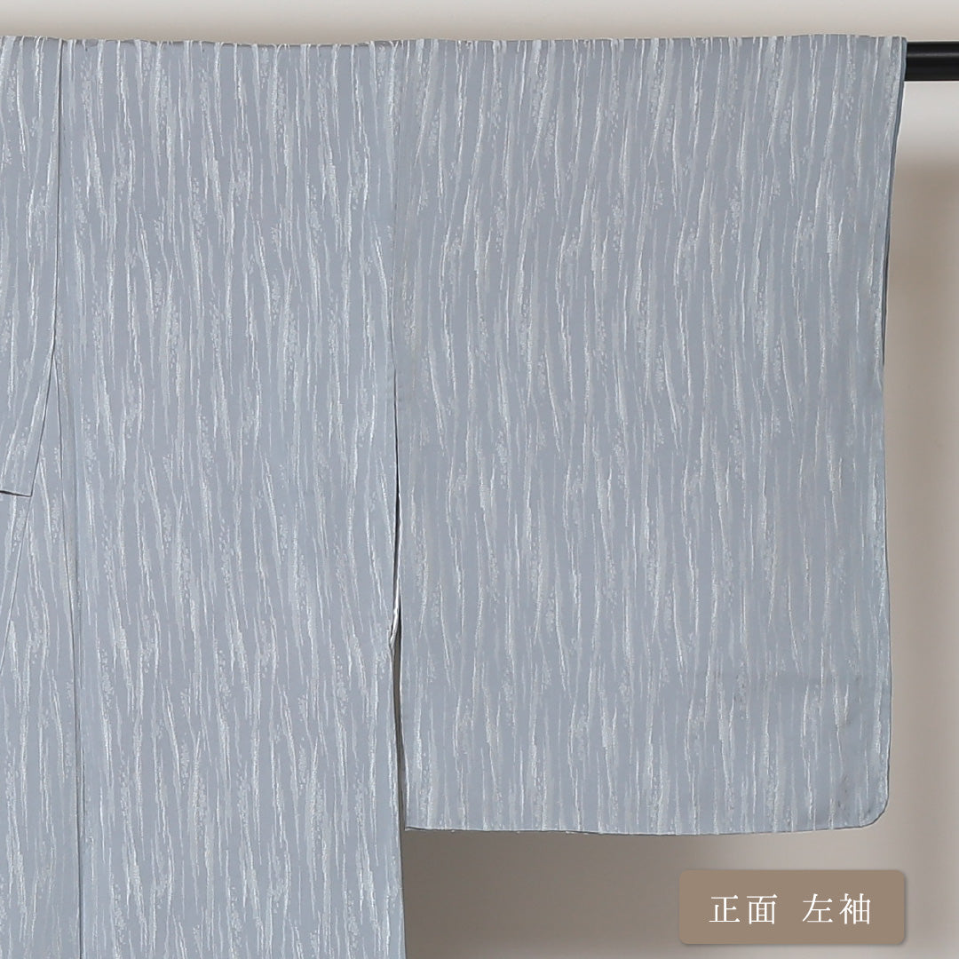 小紋 袷 身丈152cm 裄丈63cm 正絹 Sランク インフォーマル 広衿 Sサイズ 織り出し 創作柄 グレー系 PO 1221-01620