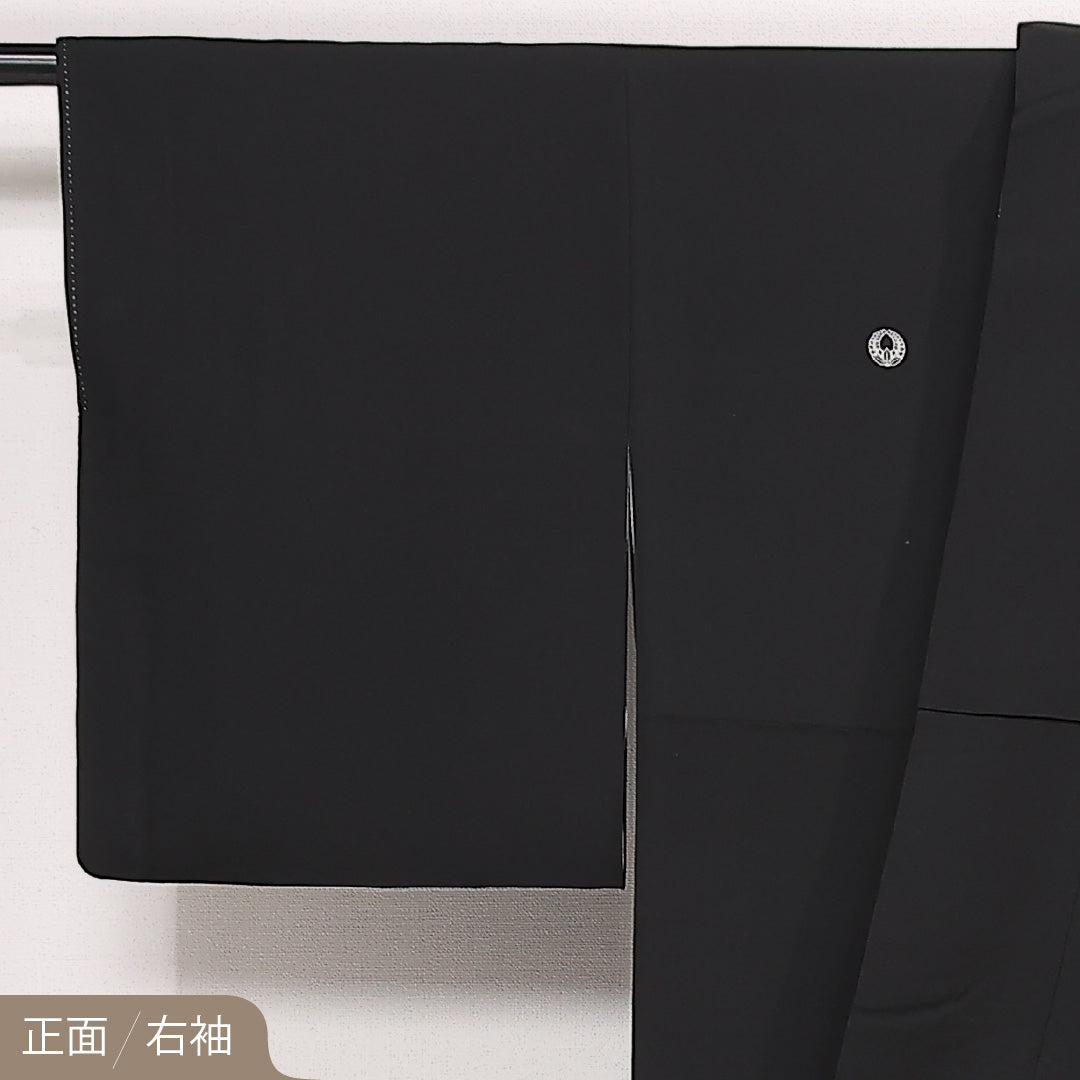 黒留袖 五つ紋 上り藤 身丈163cm 裄丈65.5cm Aランク 正絹 袷 比翼 広衿 L 熨斗 フォーマル 古典的 清楚 黒系 1211-F0585