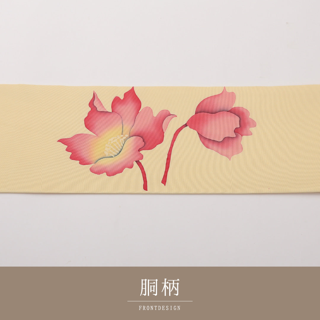 九寸名古屋帯 Aランク 帯丈362cm 正絹 ポイント柄 名古屋仕立て 染め インフォーマル 塩瀬 芙蓉 クリームに近いベージュ系 RP 1245-02214