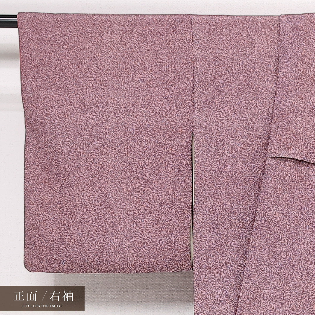 江戸小紋 (鮫) 袷 身丈156cm 裄丈64cm 正絹 Sランク 一つ紋 (橘) セミフォーマル 広衿 Mサイズ 紫系 RP 1220-13368