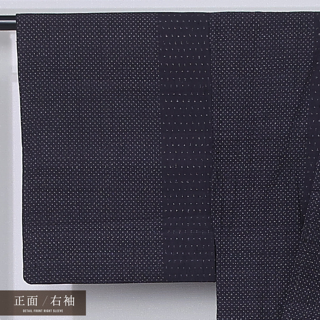 紬 単衣 身丈152cm 裄丈62cm 正絹 Sランク カジュアル 広衿 Sサイズ 居敷当て 十字絣 グレー系 RP 1223-12257