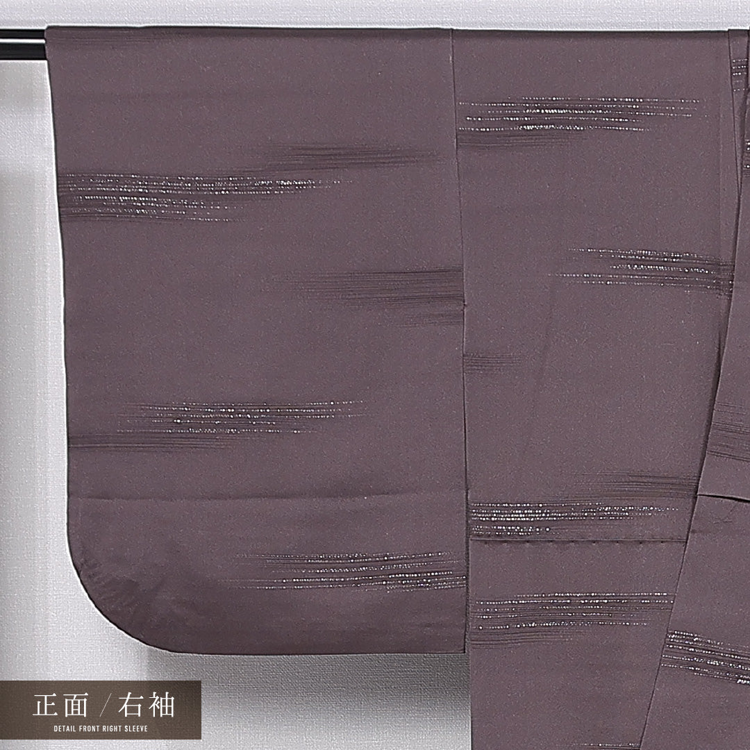 付下げ 袷 身丈155cm 裄丈62cm 正絹 Sランク インフォーマル 広衿 Mサイズ 刺繍 花菱 紫系 RP 1218-11211