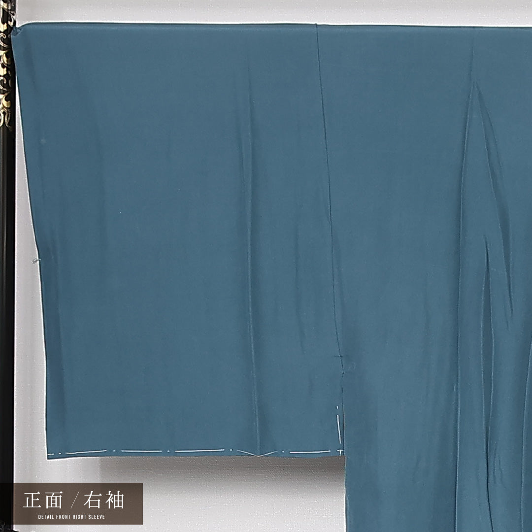 長襦袢 男性用 袷 身丈136cm 裄丈68cm 正絹 Sランク Mサイズ 扇 青系 RP 1241-12965