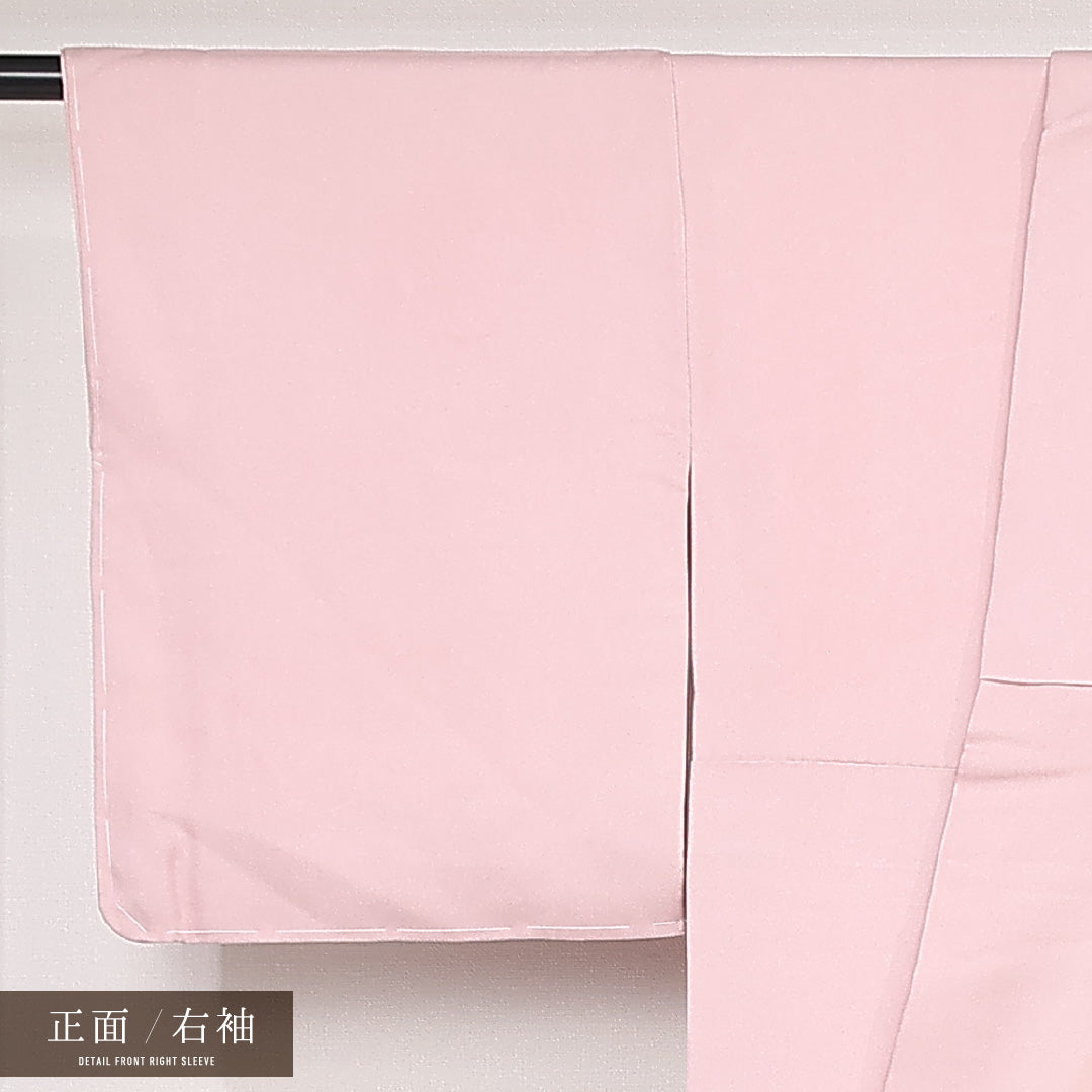色留袖 三つ紋 違い鷹の羽 身丈162cm 裄丈65cm Aランク 正絹 袷 広衿 L 落款 しつけ糸 吉祥文様 扇 セミフォーマル ピンク系 1211-F0518