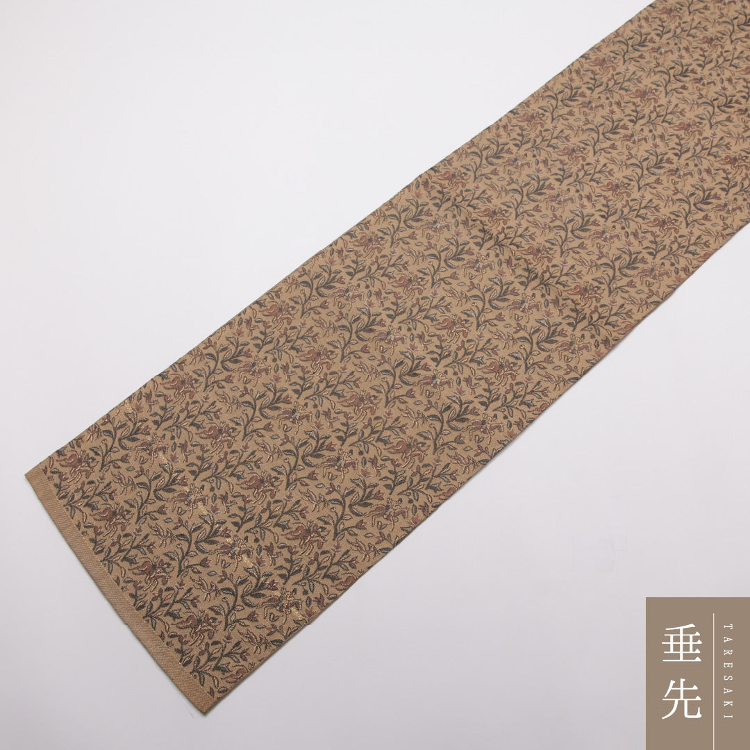 袋帯 全通 帯丈424cm カジュアル Aランク 正絹 騎馬人物 ベージュ系 1223-01455