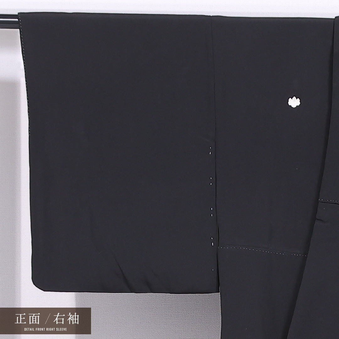 黒留袖 身丈161cm 裄丈65cm 袷 五つ紋 五三桐 正絹 Aランク 広衿 御所解 松竹梅 青海波 比翼仕立て 1211-F0426