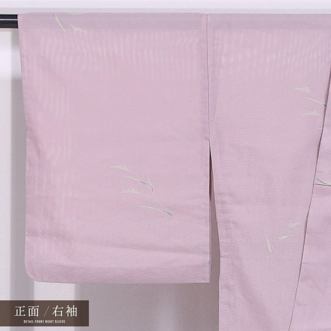小紋 夏着物 身丈163cm 裄丈66cm L 正絹 Bランク 絽 広衿 草花 夏物 1215-11749