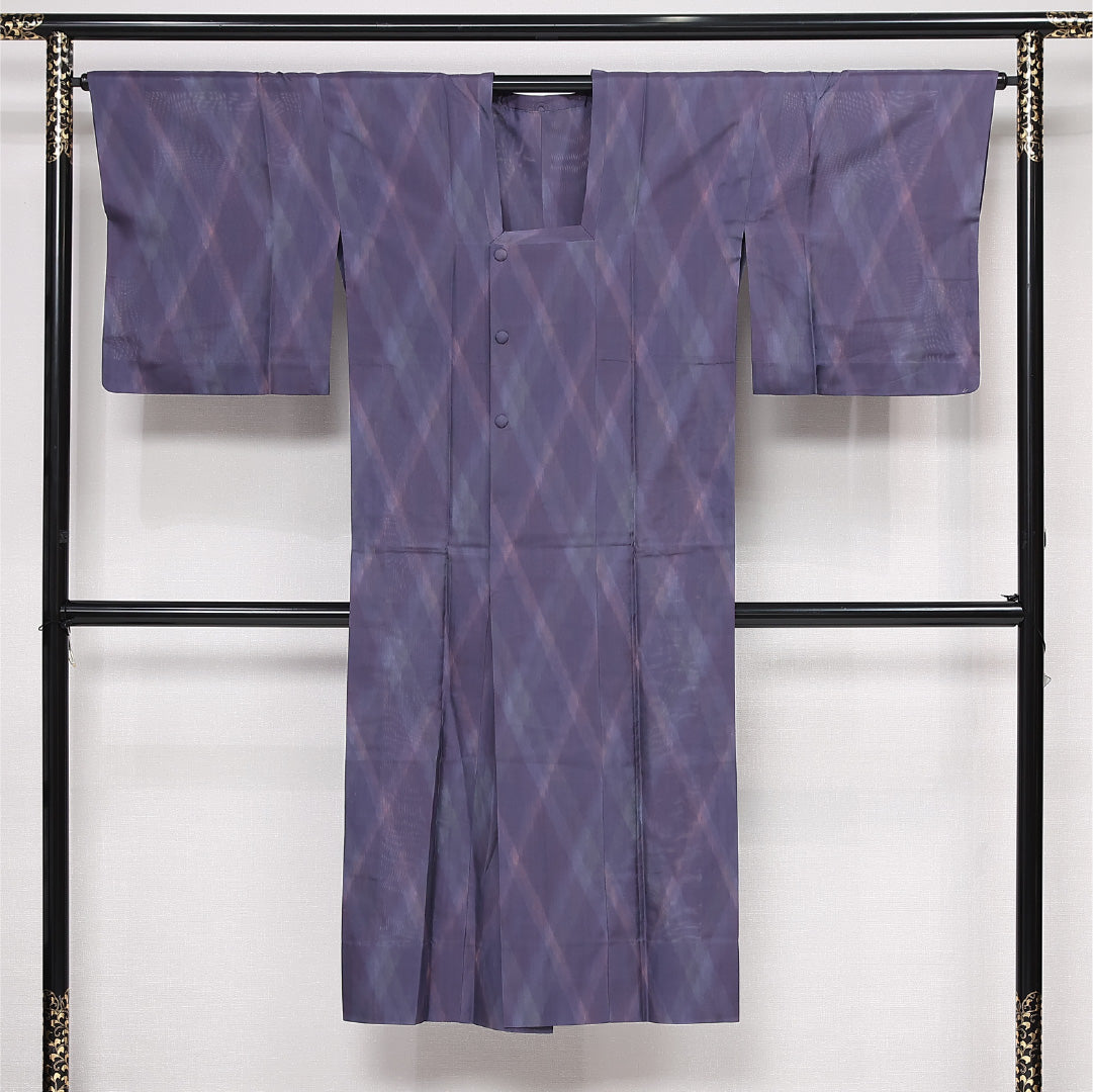 夏物 道行コート 紗 身丈137cm 裄丈66cm 正絹 Sランク セミフォーマル Mサイズ 菱 紫系 RP 1237-13409