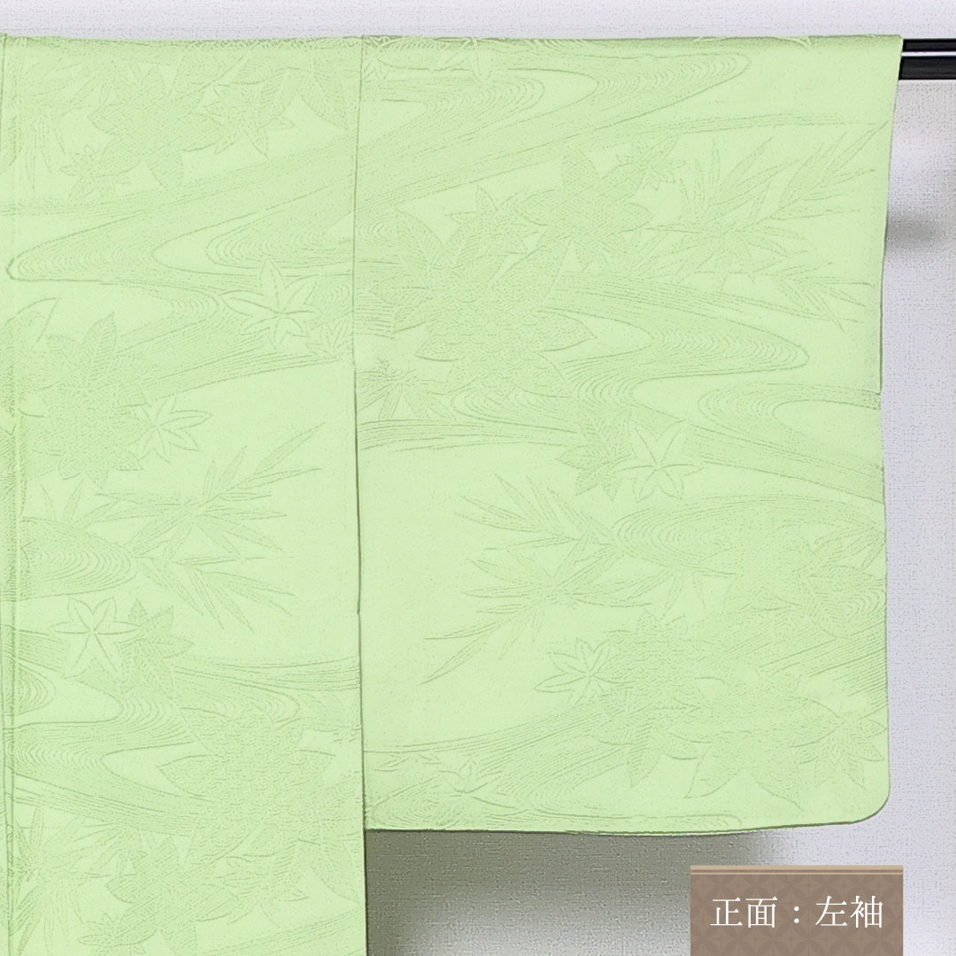 色無地 身丈150cm 裄丈62.5cm 正絹 Sランク 袷 広衿 地紋あり 1214-10339