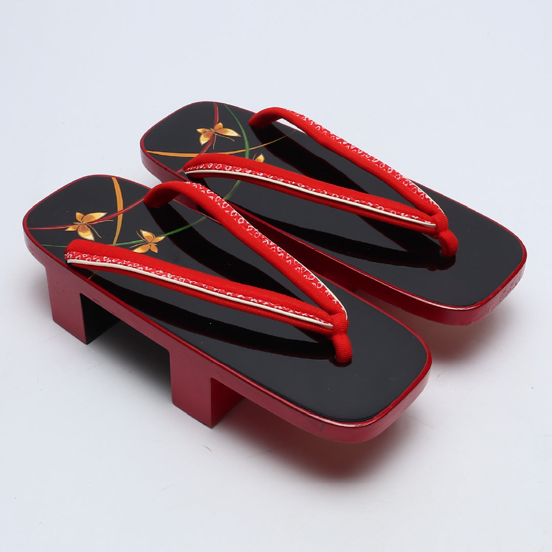 未使用品 下駄 カジュアル FREE 木製 Aランク 和装小物 黒系 赤系 1244-00742