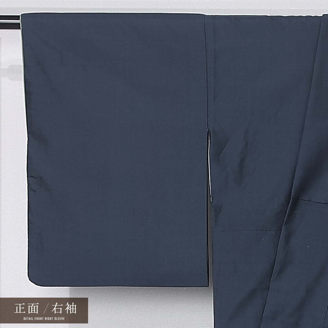 付下げ (本場大島紬) 袷 身丈156cm 裄丈65cm 正絹 Sランク インフォーマル 広衿 Mサイズ 作家物 証紙 青海波 牡丹 紺系 PO 1218-12390