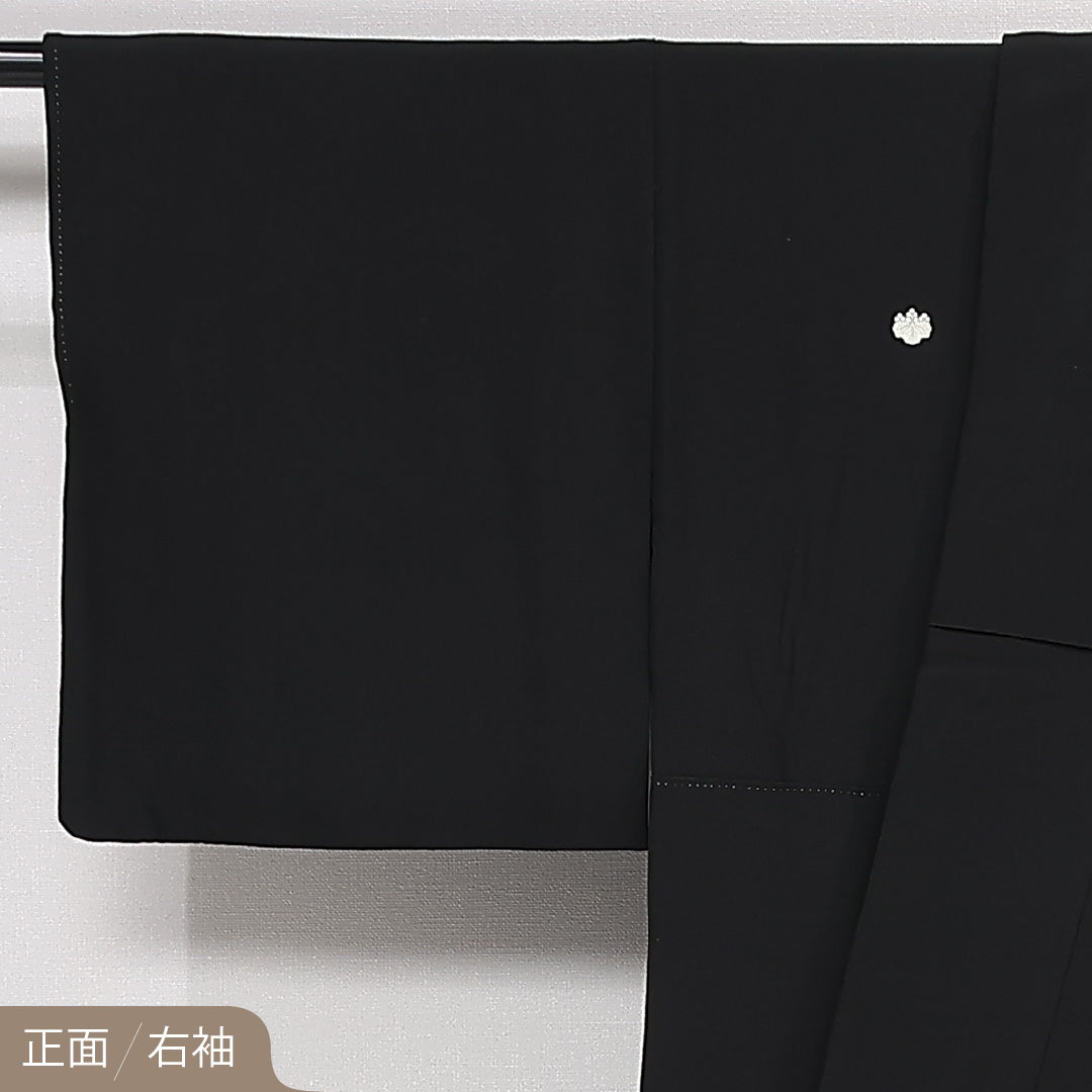 黒紋付 五つ紋 五三桐 身丈150cm 裄丈63.5cm Sランク 正絹 袷 広衿 S フォーマル 黒系 1299-F0547
