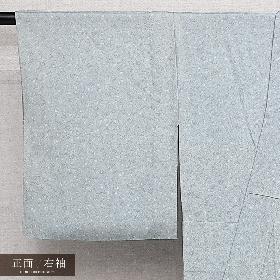 付下げ 袷 身丈147cm 裄丈61cm 正絹 Aランク インフォーマル バチ衿 XSサイズ 江戸小紋 作家物 落款 唐華 水色系 RP 1218-14163