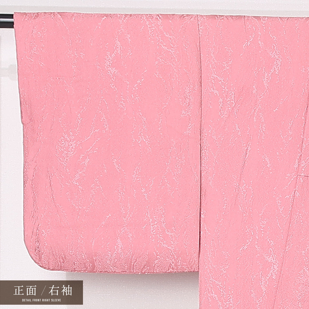 色無地 袷 身丈147cm 裄丈60cm 正絹 Sランク インフォーマル 広衿 XSサイズ 無地 ピンク系 RP 1219-12432